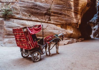 Lonely Carriage In Petra Gorge. Jordan