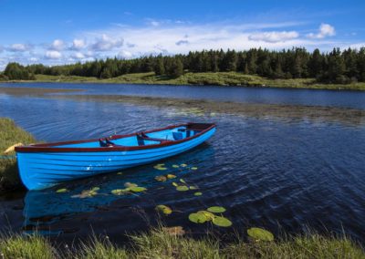 Blue Boat In A Lake, Connemara Ireland
