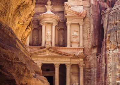 Sights Of The Ancient, Fabulous City Of Petra In Jordan. Colorfu