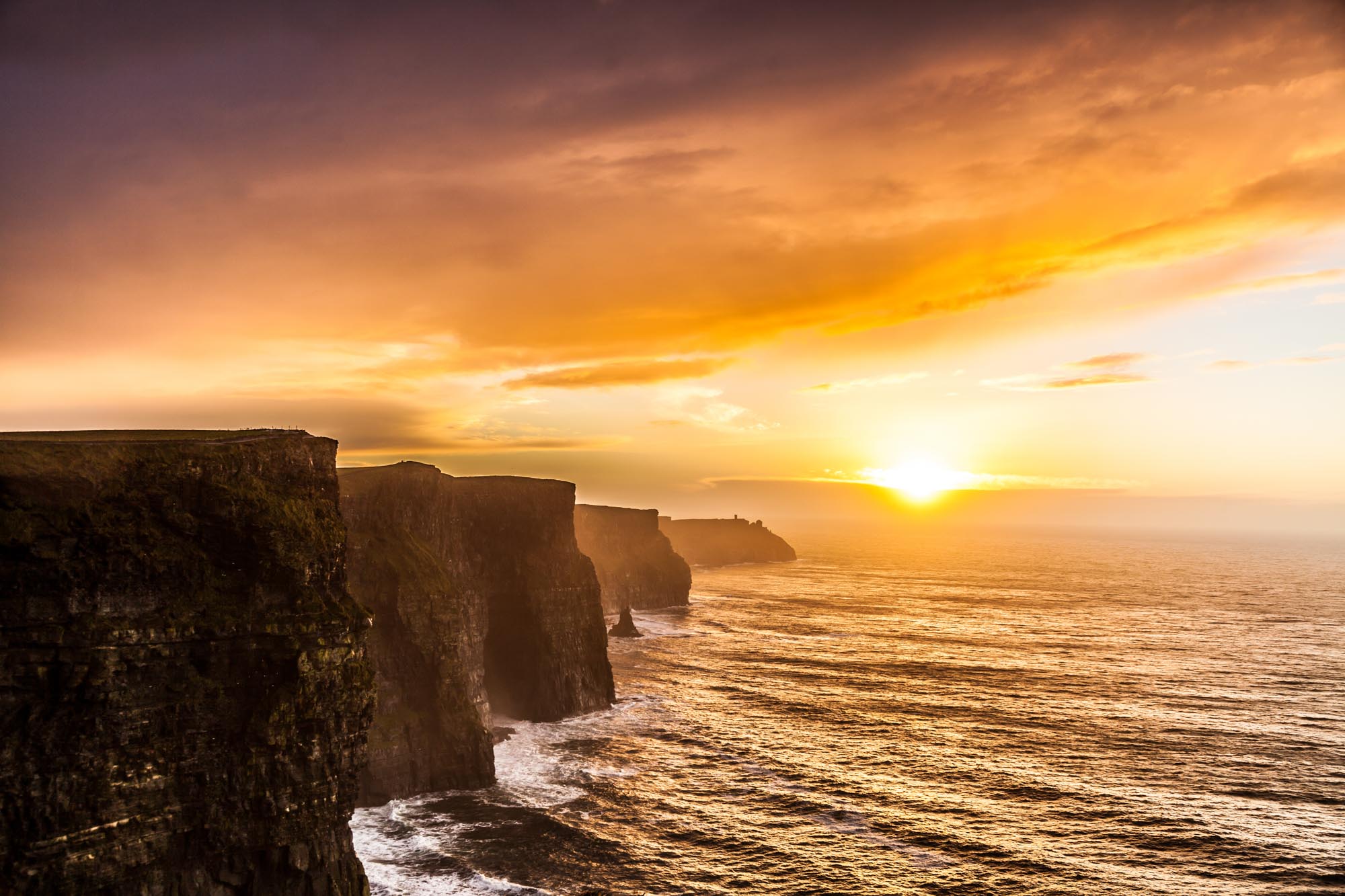 Cliffs Of Moher At Sunset In Co. Clare, Ireland Europe