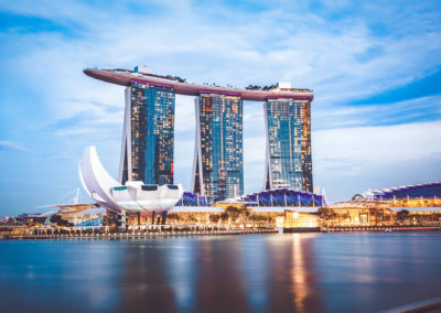 SINGAPORE, SINGAPORE MARCH 2019: Skyline Of Singapore Marina B