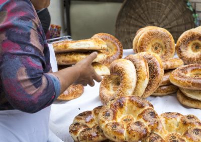 Traditional Uzbekistan Bread Lavash At Local Bazaar, Is A Soft F