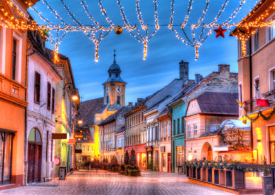 Michael Weiss Street And Ornamental Lights In Christmas Market O