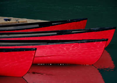Canoes On Lake Louise, Canada.