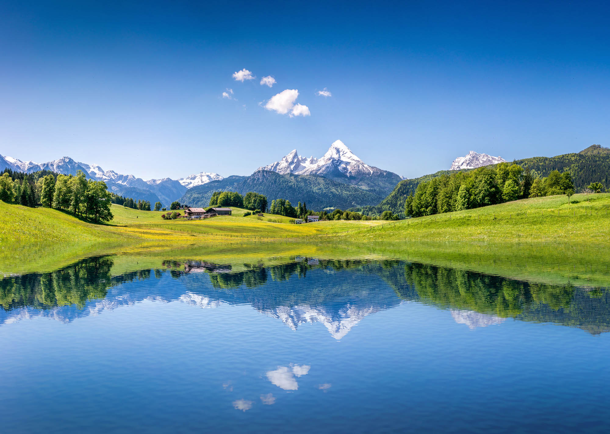 Idyllic Summer Landscape With Mountain Lake And Alps Idyllic Summer Landscape With Mountain Lake And Alps