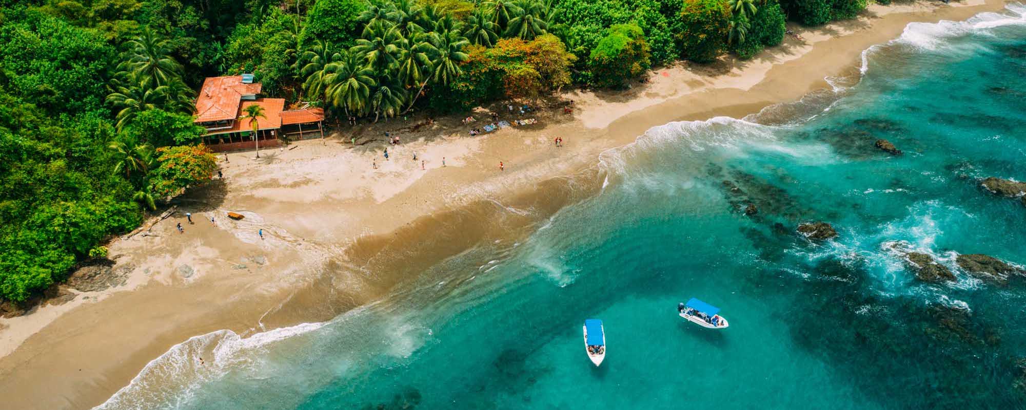 Aerial Drone View Of A Tropical Island With Lush Jungle In Costa Rica, Isla Del Caño