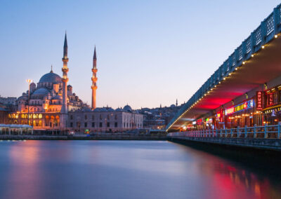 View On Galata Bridge In Istanbul, Turkey.