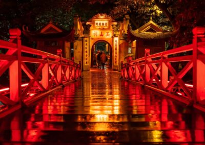 Ngoc Son Temple. Hanoi City Old Town At Night, Vietnam