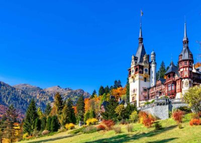 Peles Castle, Sinaia, Prahova County, Romania: Famous Neo Renaissance Castle In Autumn Colours