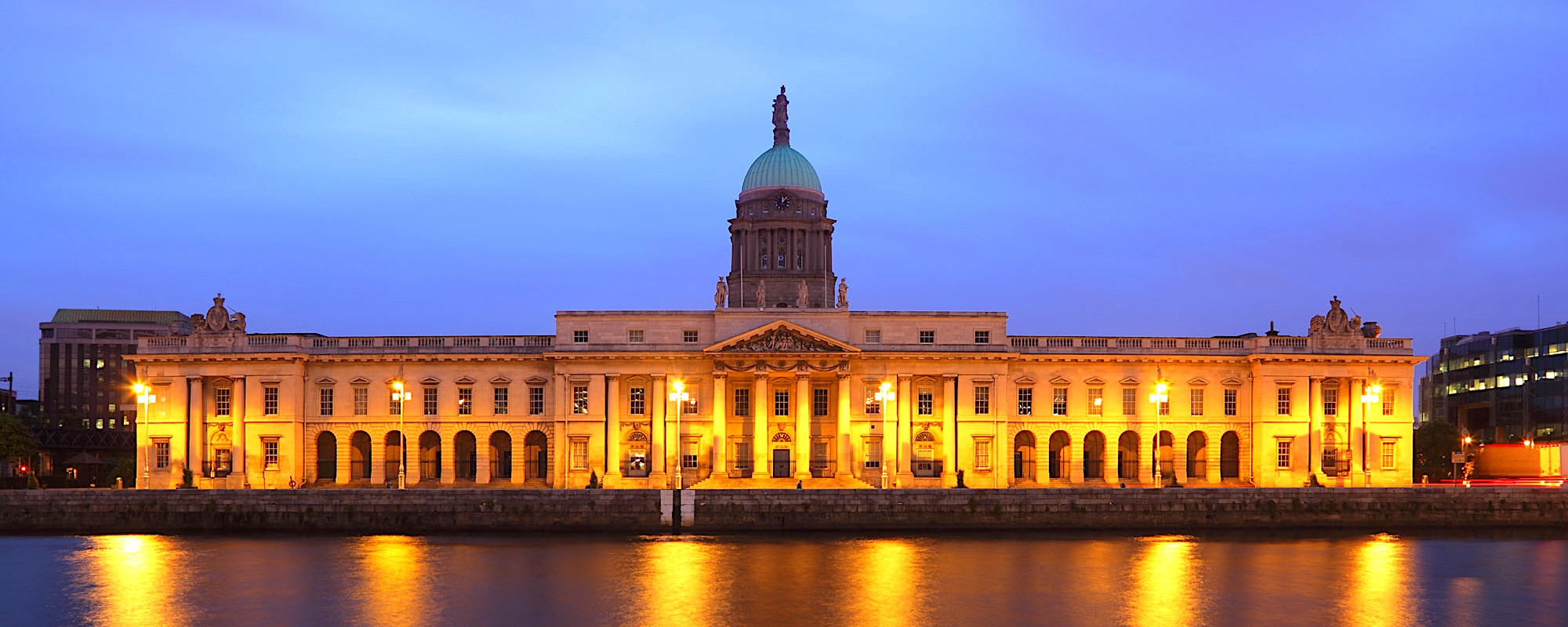 Southern Facade Of Customs House At Night In Dublin..