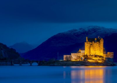 Scottish Castle, Eilean Donan Castle Scotland. Highlander Castle In The Scottish Highlands Near The Isle Of Skye. Famous Castle In Scotland
