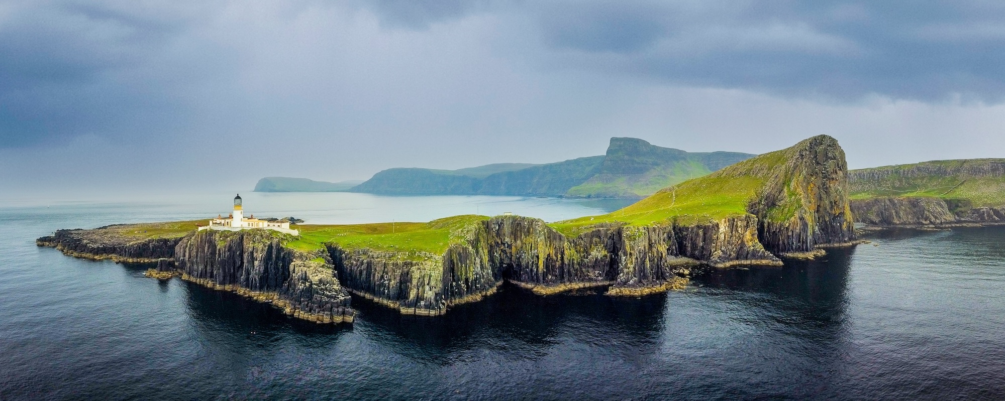Overcast Skies And Gathering Storm Over Point Of Neist Light House, Isle Of Skye, Scotland