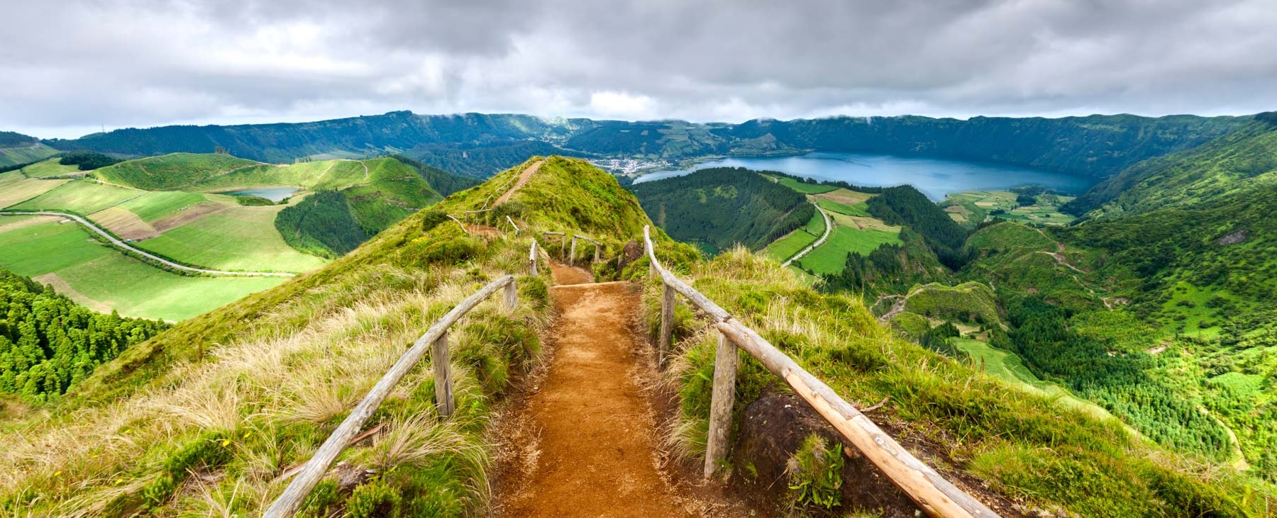 Walking Path Leading To A View In Sao Miguel
