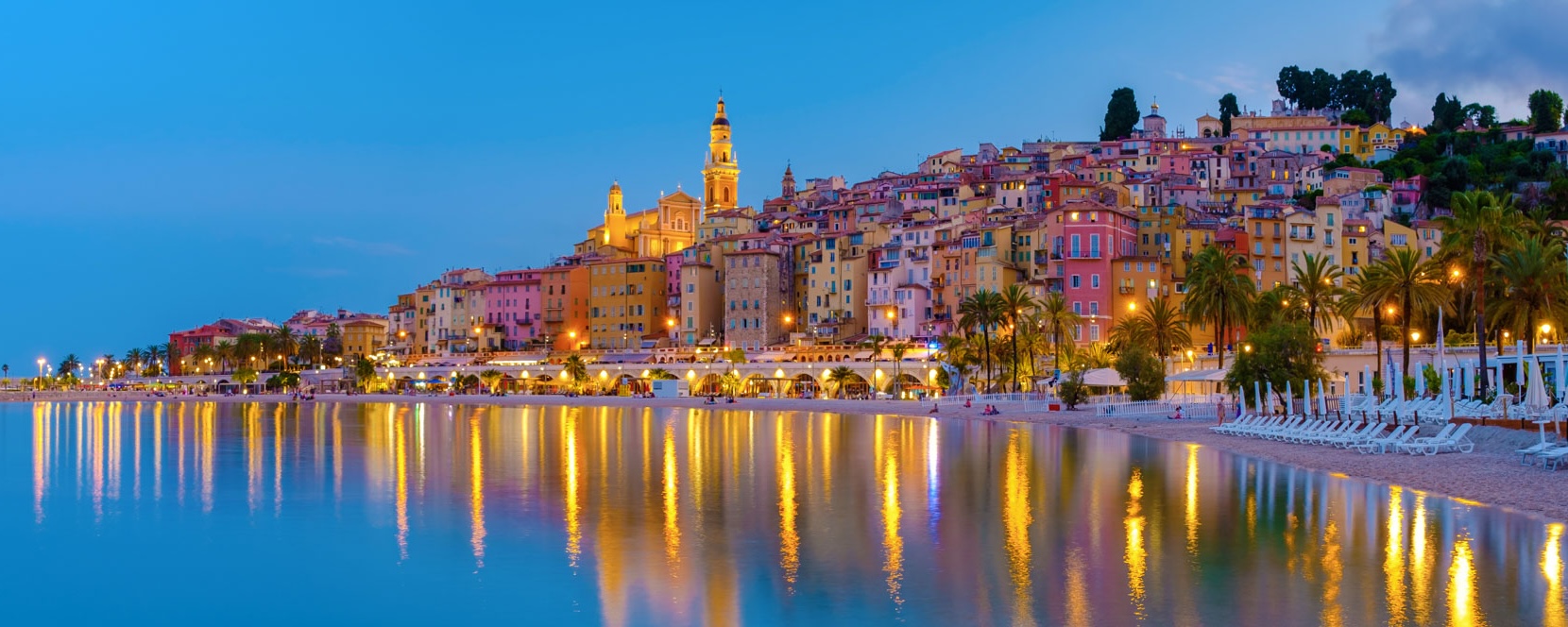 Menton, Provence Alpes Cote D'Azur, France Europe During A Summer Evening. Menton French Rivieraa