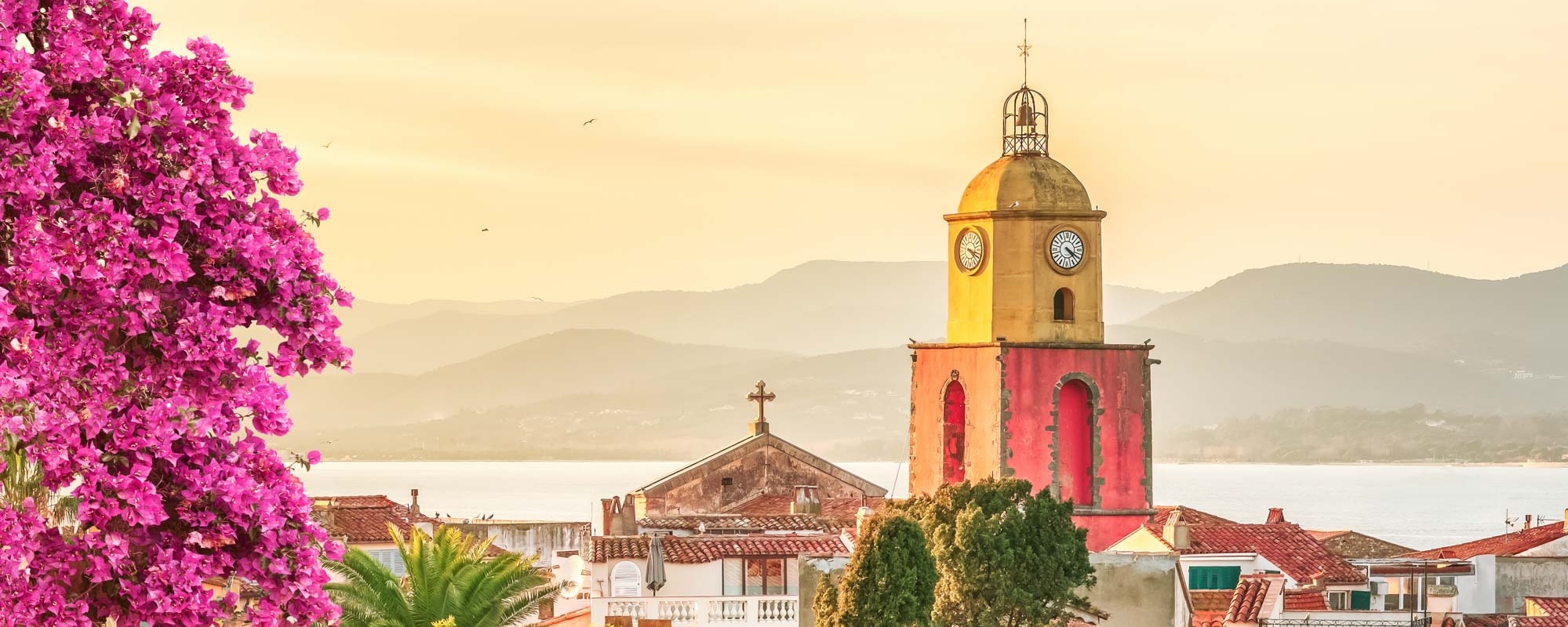 France Saint Tropez Cityscape At Sunset French Riviewra, Cote D Azur European Medieval Village