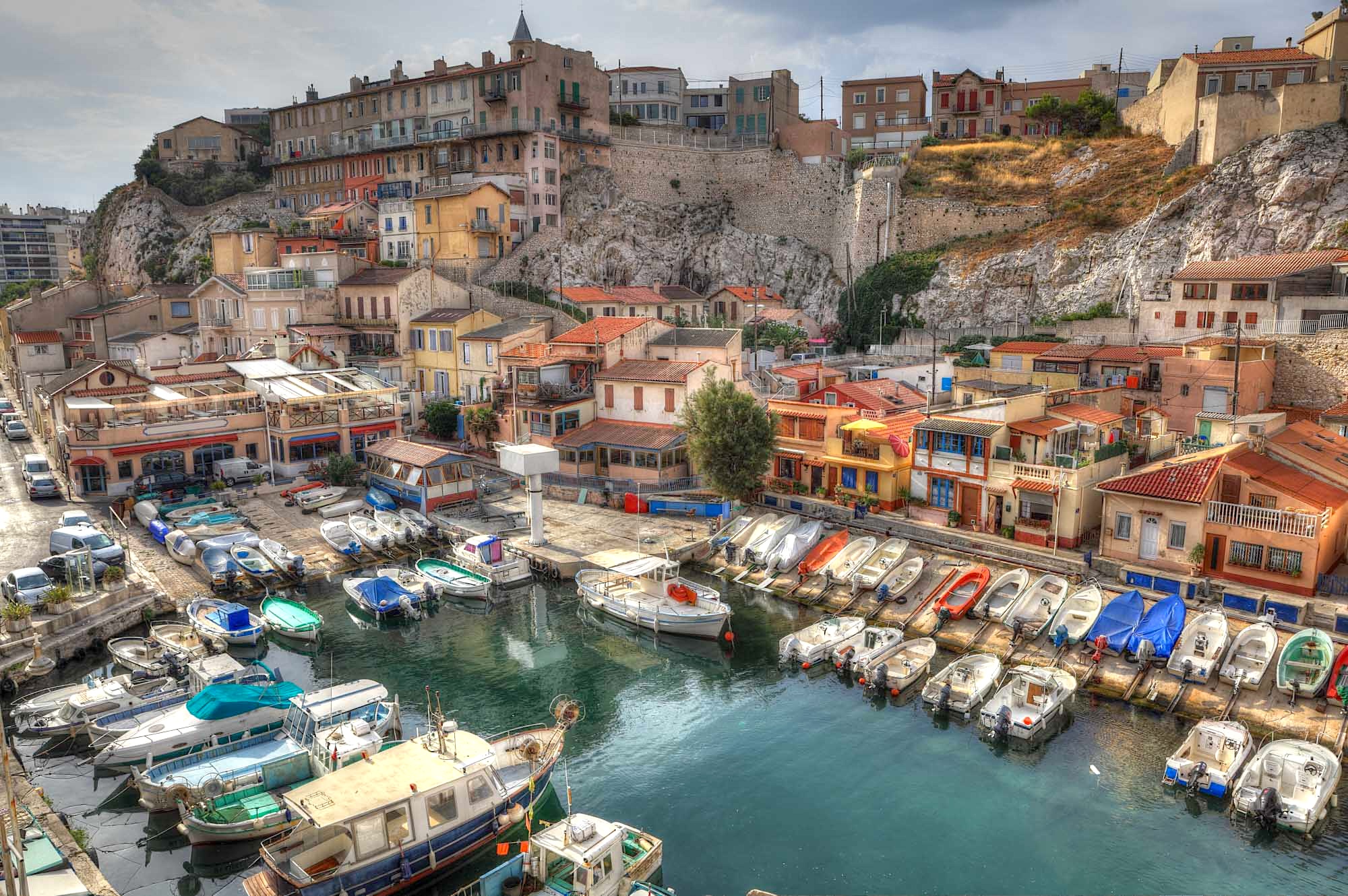 Colorful Yacht Harbour In Old City Of Marseilles, France