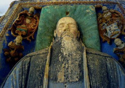 Ancient Gravestone In The Mausoleum Tower Of The Biertan Fortifi