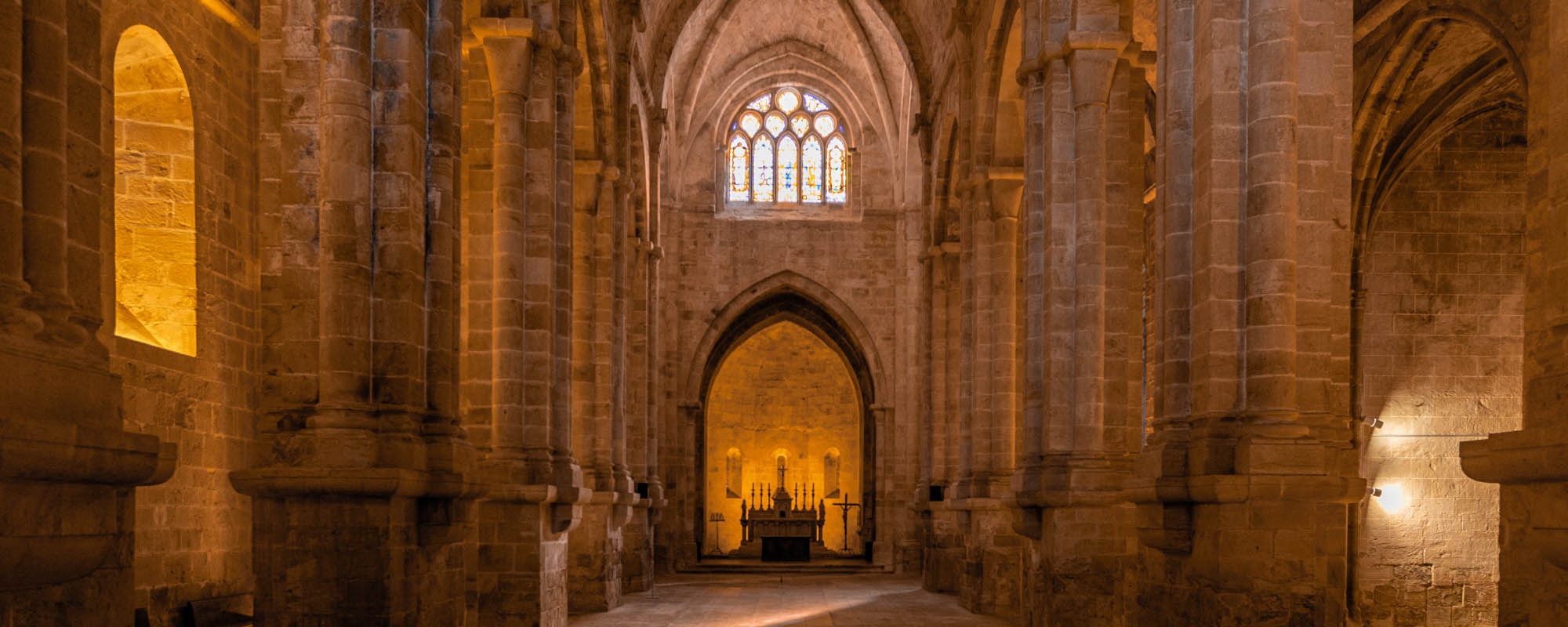 The Nave Of The Frontfroide Abbey, France