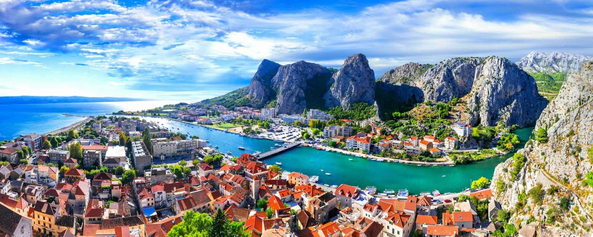 Landmarks Of Croatia Impressive Omis Town Surrounded With Gorges, Over Cetina River