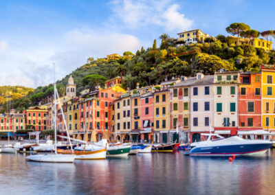 Portofino Hafen Panorama, Ligurien, Italien