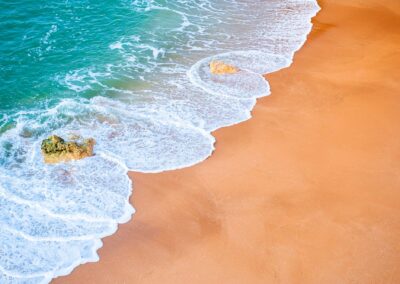 Beautiful Beach With Yellow Sand And Turquoise Water.