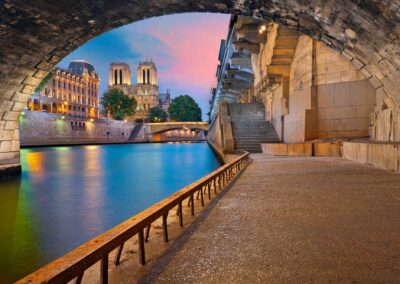 Paris. Image Of The Notre Dame Cathedral And Riverside Of Seine