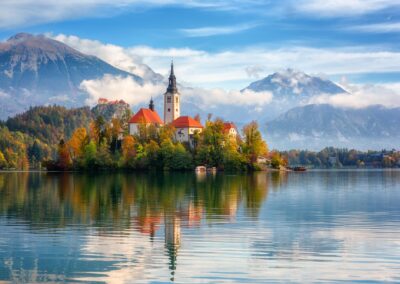 Famous Alpine Bled Lake (Blejsko Jezero) In Slovenia, Amazing Au