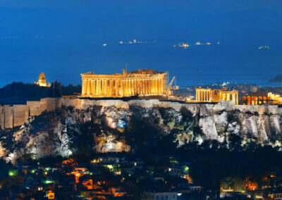 Athens Skyline With Acropolis Night