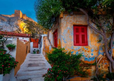 View Of Acropolis From Anafiotika Neighborhood In The Old Town O