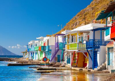 Vibrant Fishing Village Of Klima With White Houses And Colorful