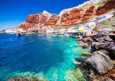 The Old Harbor Of Ammoudi Under The Famous Village Of Ia At Sant