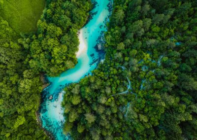 Wonderful Soca River And Gorge In The Green Forest, Bovec, Slove